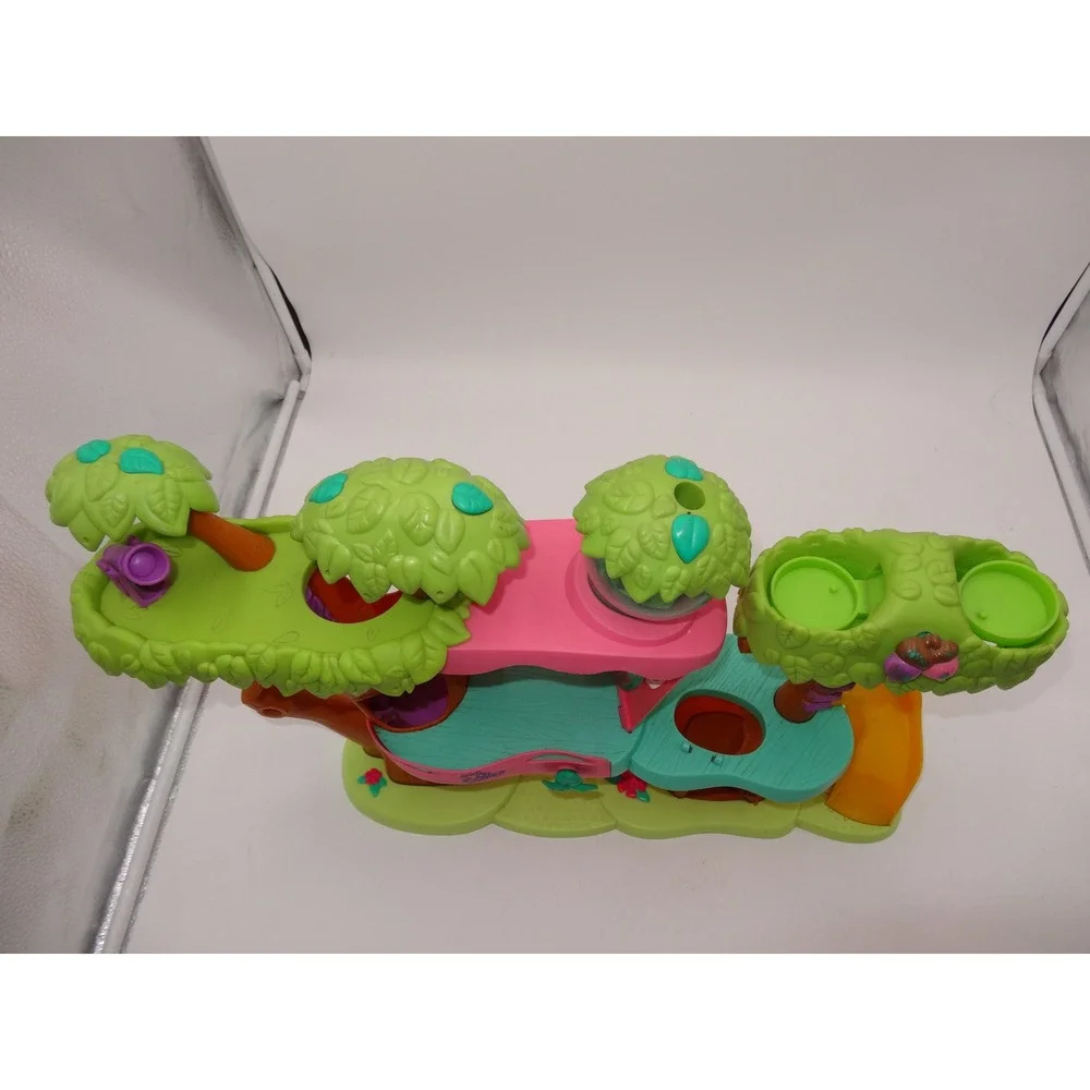 Littlest Pet Shop Treehouse Playset 2007 Hasbro Brown Pink Green Slide